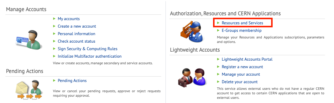 resources and services